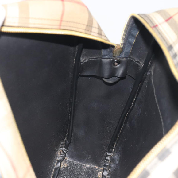 Burberrys Nova Check Shoulder Bag Canvas Beige Gold Tone Auth BA14568