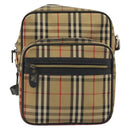 Burberrys Nova Check Shoulder Bag Canvas Beige Gold Tone Auth BA14568-13