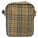 Burberrys Nova Check Shoulder Bag Canvas Beige Gold Tone Auth BA14568-2