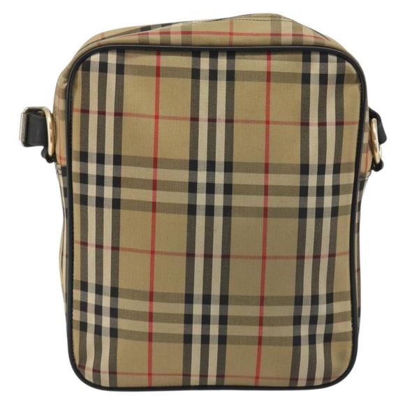 Burberrys Nova Check Shoulder Bag Canvas Beige Gold Tone Auth BA14568