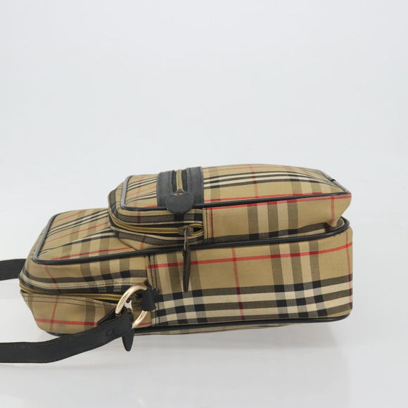 Burberrys Nova Check Shoulder Bag Canvas Beige Gold Tone Auth BA14568