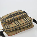 Burberrys Nova Check Shoulder Bag Canvas Beige Gold Tone Auth BA14568-6
