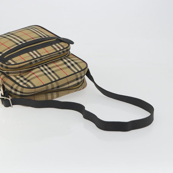 Burberrys Nova Check Shoulder Bag Canvas Beige Gold Tone Auth BA14568
