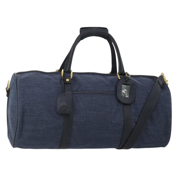 GUCCI Boston Bag Canvas 2way Navy Gold Tone 012 123 0254 Auth BA14569