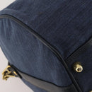 GUCCI Boston Bag Canvas 2way Navy Gold Tone 012 123 0254 Auth BA14569-13