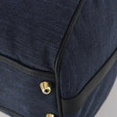 GUCCI Boston Bag Canvas 2way Navy Gold Tone 012 123 0254 Auth BA14569-14