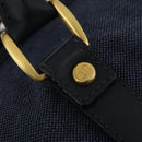 GUCCI Boston Bag Canvas 2way Navy Gold Tone 012 123 0254 Auth BA14569-16