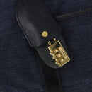 GUCCI Boston Bag Canvas 2way Navy Gold Tone 012 123 0254 Auth BA14569-18