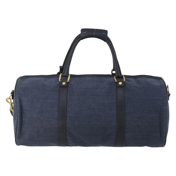 GUCCI Boston Bag Canvas 2way Navy Gold Tone 012 123 0254 Auth BA14569