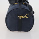 GUCCI Boston Bag Canvas 2way Navy Gold Tone 012 123 0254 Auth BA14569-4