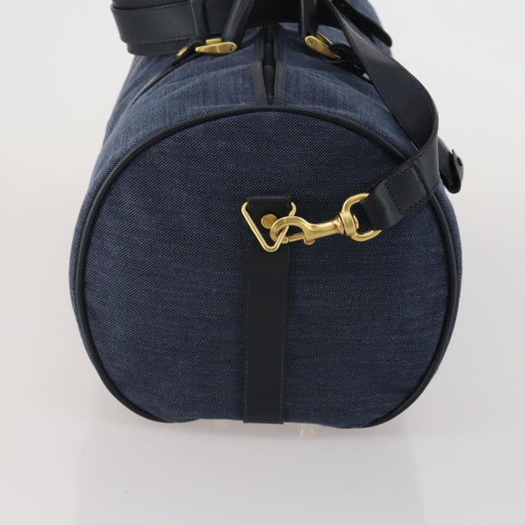 GUCCI Boston Bag Canvas 2way Navy Gold Tone 012 123 0254 Auth BA14569