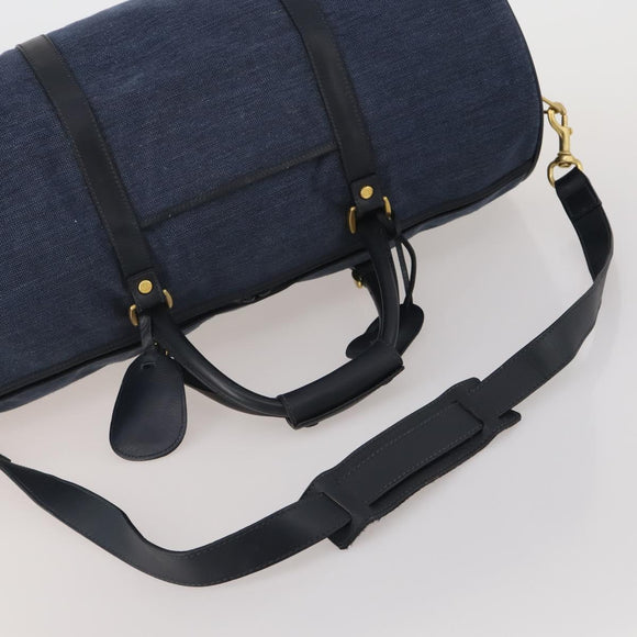 GUCCI Boston Bag Canvas 2way Navy Gold Tone 012 123 0254 Auth BA14569