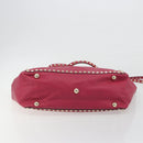 VALENTINO Studs Tote Bag Leather 2way Pink Gold Tone Auth BA14571-5