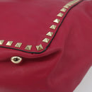 VALENTINO Studs Tote Bag Leather 2way Pink Gold Tone Auth BA14571-15