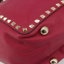 VALENTINO Studs Tote Bag Leather 2way Pink Gold Tone Auth BA14571-16