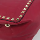 VALENTINO Studs Tote Bag Leather 2way Pink Gold Tone Auth BA14571-17