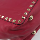 VALENTINO Studs Tote Bag Leather 2way Pink Gold Tone Auth BA14571-10
