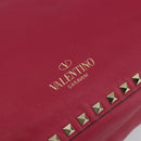 VALENTINO Studs Tote Bag Leather 2way Pink Gold Tone Auth BA14571-18