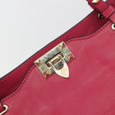 VALENTINO Studs Tote Bag Leather 2way Pink Gold Tone Auth BA14571-19