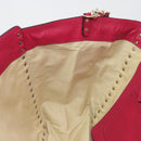 VALENTINO Studs Tote Bag Leather 2way Pink Gold Tone Auth BA14571-22