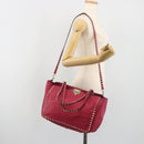 VALENTINO Studs Tote Bag Leather 2way Pink Gold Tone Auth BA14571-26