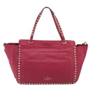 VALENTINO Studs Tote Bag Leather 2way Pink Gold Tone Auth BA14571-2