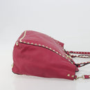 VALENTINO Studs Tote Bag Leather 2way Pink Gold Tone Auth BA14571-3
