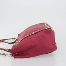 VALENTINO Studs Tote Bag Leather 2way Pink Gold Tone Auth BA14571-4
