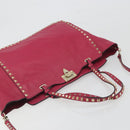 VALENTINO Studs Tote Bag Leather 2way Pink Gold Tone Auth BA14571-6