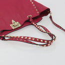 VALENTINO Studs Tote Bag Leather 2way Pink Gold Tone Auth BA14571-7