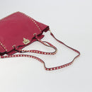 VALENTINO Studs Tote Bag Leather 2way Pink Gold Tone Auth BA14571-9