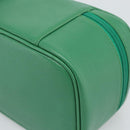 Burberrys Vanity Bag Cosmetic Pouch Leather Green Gold Tone Auth BA14572A-12