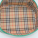 Burberrys Vanity Bag Cosmetic Pouch Leather Green Gold Tone Auth BA14572A-17