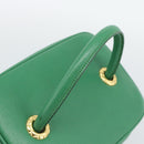 Burberrys Vanity Bag Cosmetic Pouch Leather Green Gold Tone Auth BA14572A-7