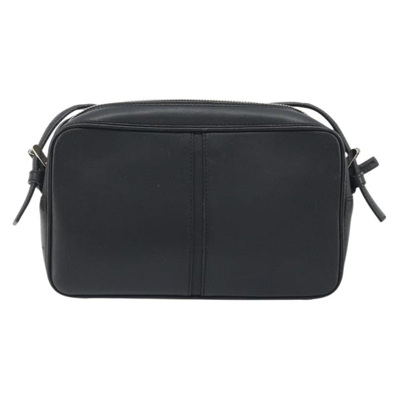 BURBERRY Shoulder Bag Leather Black Silver Auth BA14575