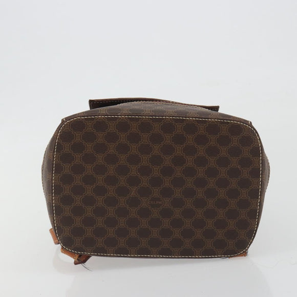 CELINE Macadam Backpack PVC Leather Brown Gold Tone Auth BA14576A