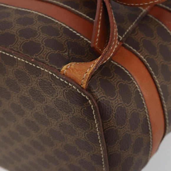 CELINE Macadam Backpack PVC Leather Brown Gold Tone Auth BA14576A