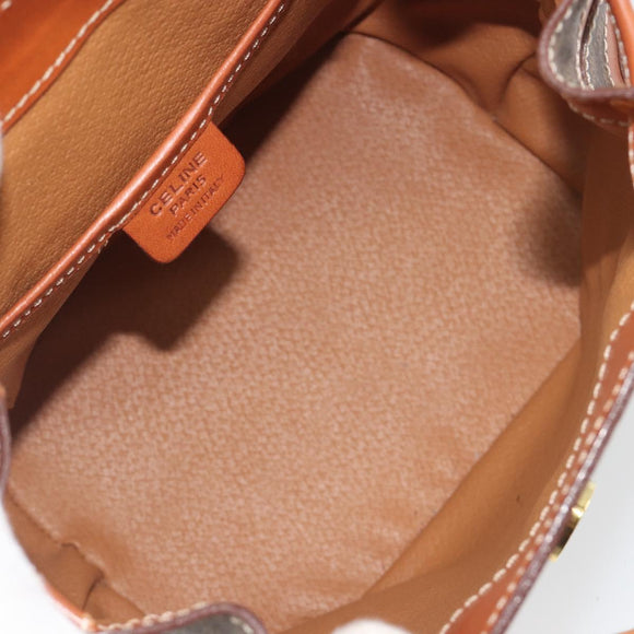 CELINE Macadam Backpack PVC Leather Brown Gold Tone Auth BA14576A