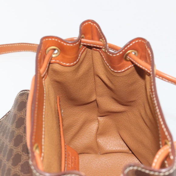 CELINE Macadam Backpack PVC Leather Brown Gold Tone Auth BA14576A