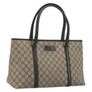 GUCCI GG Supreme Tote Bag PVC Leather Beige Silver 114595 Auth BA14578-1