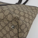GUCCI GG Supreme Tote Bag PVC Leather Beige Silver 114595 Auth BA14578-9