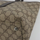 GUCCI GG Supreme Tote Bag PVC Leather Beige Silver 114595 Auth BA14578-15