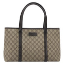GUCCI GG Supreme Tote Bag PVC Leather Beige Silver 114595 Auth BA14578-13
