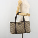 GUCCI GG Supreme Tote Bag PVC Leather Beige Silver 114595 Auth BA14578-22