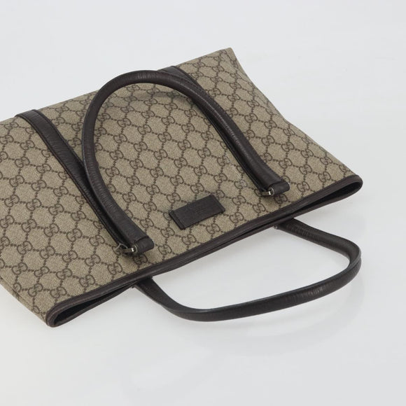 GUCCI GG Supreme Tote Bag PVC Leather Beige Silver 114595 Auth BA14578