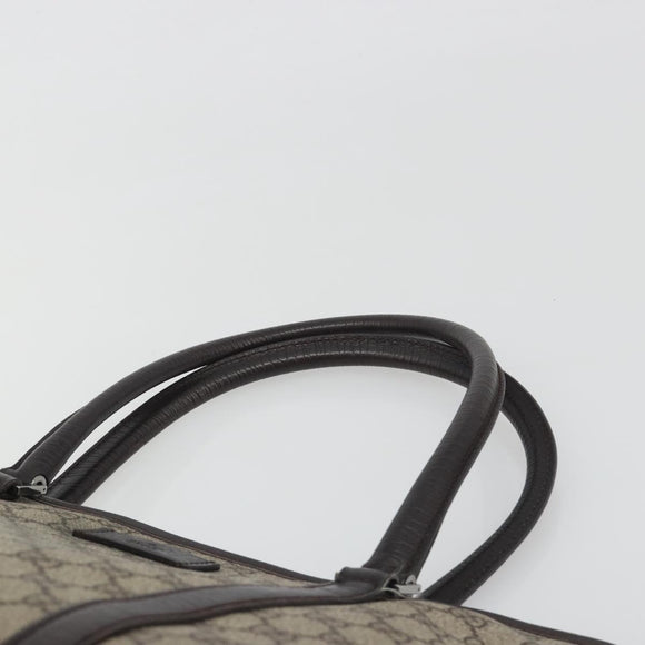 GUCCI GG Supreme Tote Bag PVC Leather Beige Silver 114595 Auth BA14578