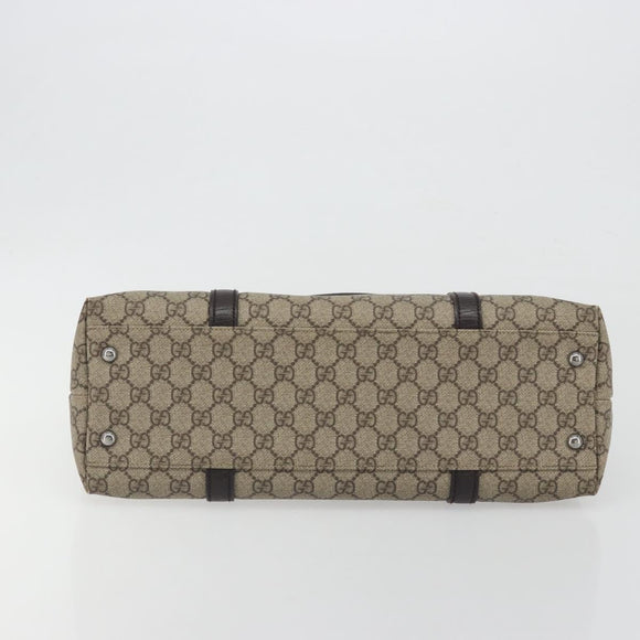 GUCCI GG Supreme Tote Bag PVC Leather Beige Silver 114595 Auth BA14578