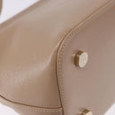 BVLGARI Hand Bag Leather 2way Beige Gold Tone Auth BA14579A-17