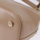 BVLGARI Hand Bag Leather 2way Beige Gold Tone Auth BA14579A-18