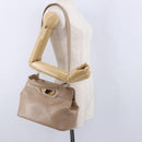 BVLGARI Hand Bag Leather 2way Beige Gold Tone Auth BA14579A-25